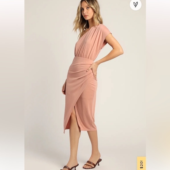 Lulu's Raise A Glass One-Shoulder Midi Dress in Blush Pink, NWOT, Size X-Large - Picture 13 of 13